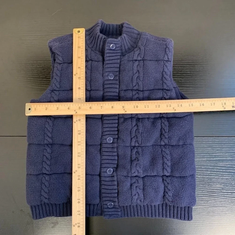 Janie and Jack Navy Blue Cable Knit Puffer Vest‎ Preppy Holiday Boys Youth 5-6